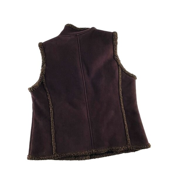 LL Bean Womens Shearling-Lined Button Up Vest Brown Small - Picture 3 of 3